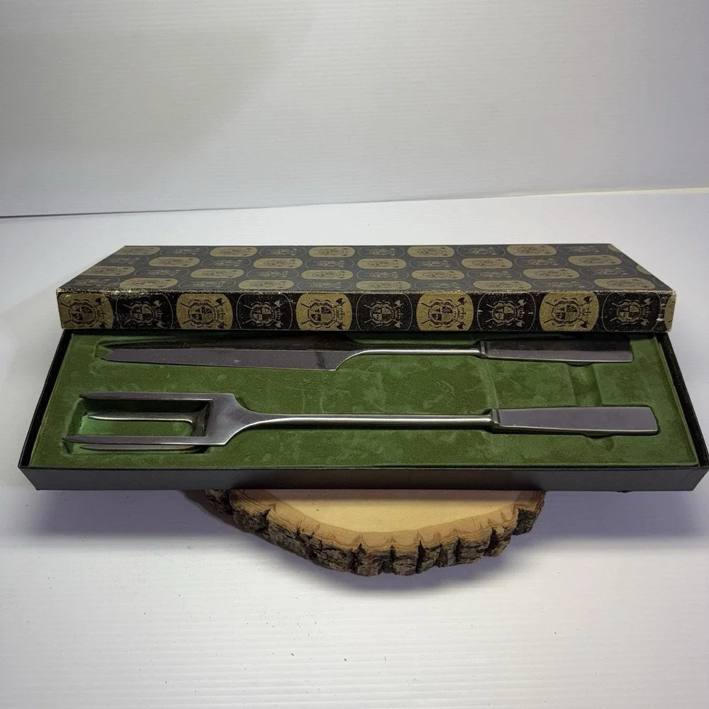 Capri Italy Stainless Carving Knife And‎ Fork * In Original Box Vintage MCM*